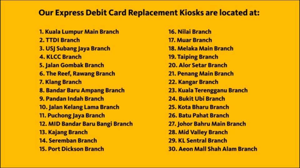 Kiosk replacement maybank card Cara Tukar