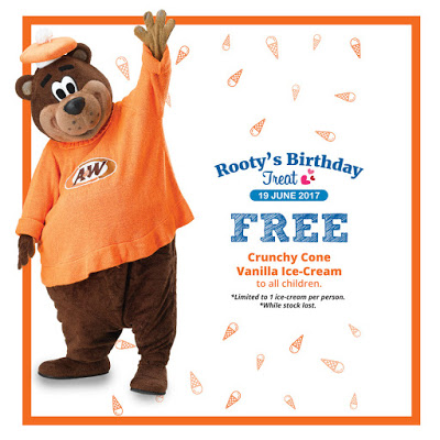 A&W Rooty's Birthday Treat Free Crunchy Cone Vanilla Ice-Cream