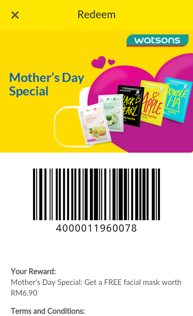 Digi Rewards Free Watsons Facial Mask Mother's Day Promo