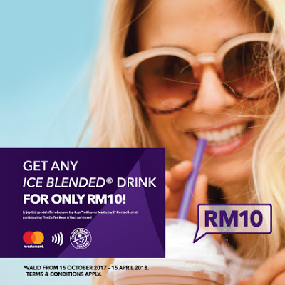 The Coffee Bean & Tea Leaf Ice Blended Drink RM10 Mastercard Contactless Promo