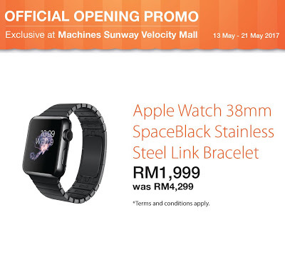 Apple Watch 38MM SpaceBlack Stainless Steel Link Bracelet Malaysia Price