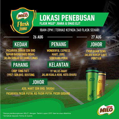 Redemption Location Flask MILO Juara & Flask Emas Elit Edisi Terhad