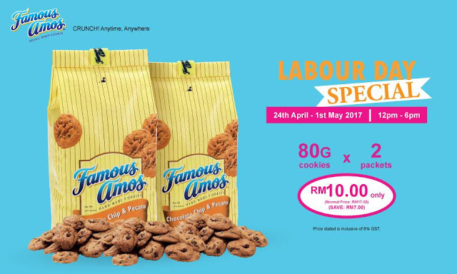Famous Amos Cookies Malaysia Labour Day Special Discount Promo