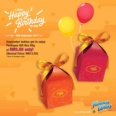 Famous Amos Cookies Pentagon Gift Box RM5 Discount Promo