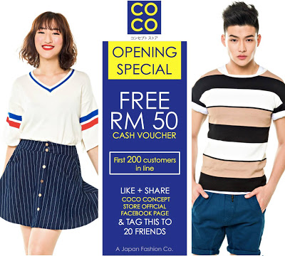 COCO Concept Store Free RM50 Cash Voucher