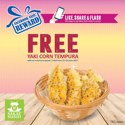 Sakae Sushi Malaysia Free Yaki Corn Tempura FB Promo