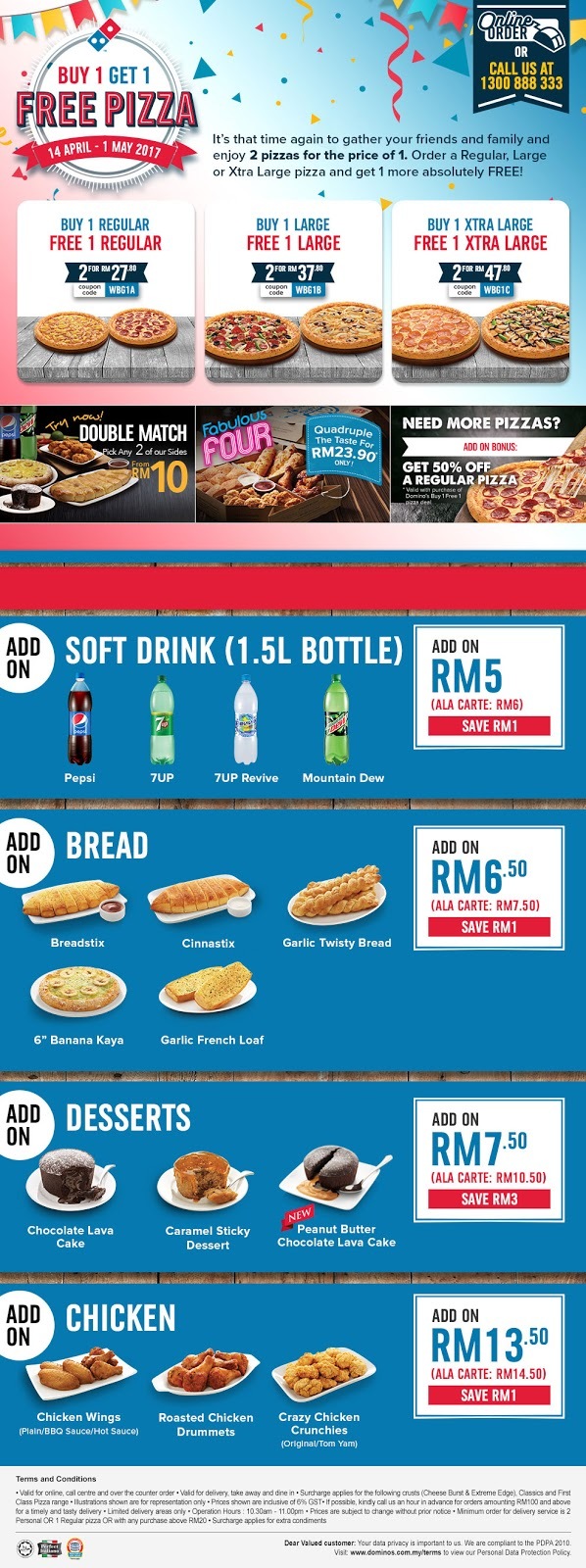 Domino's Pizza Malaysia Coupon Code Buy 1 Free 1 Promo