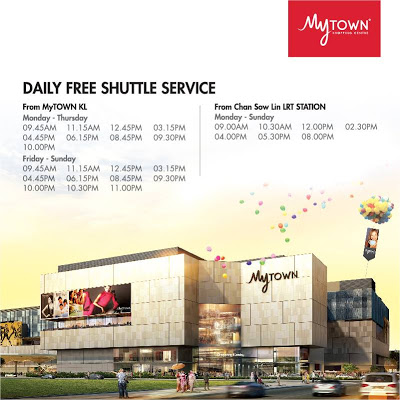 MyTOWN Shopping Centre Free Shuttle Bus Service to from Chan Sow Lin LRT Station