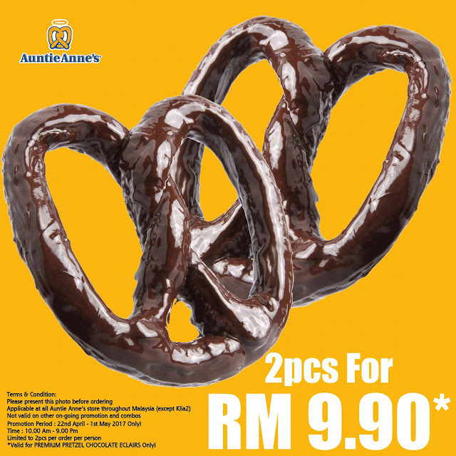 Auntie Anne's Malaysia Premium Pretzel Chocolate Eclairs Discount Promo