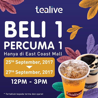 Tealive Buy 1 Free 1 New Opening Promo