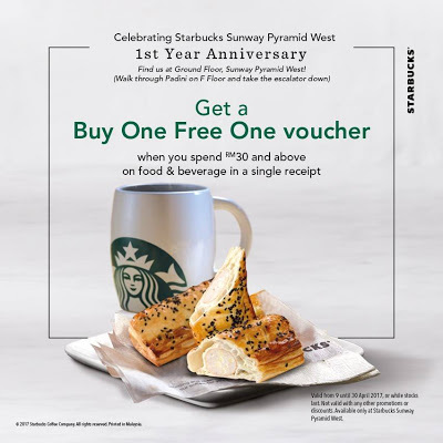 Sunway Pyramid Starbucks Buy 1 Free 1 Promo