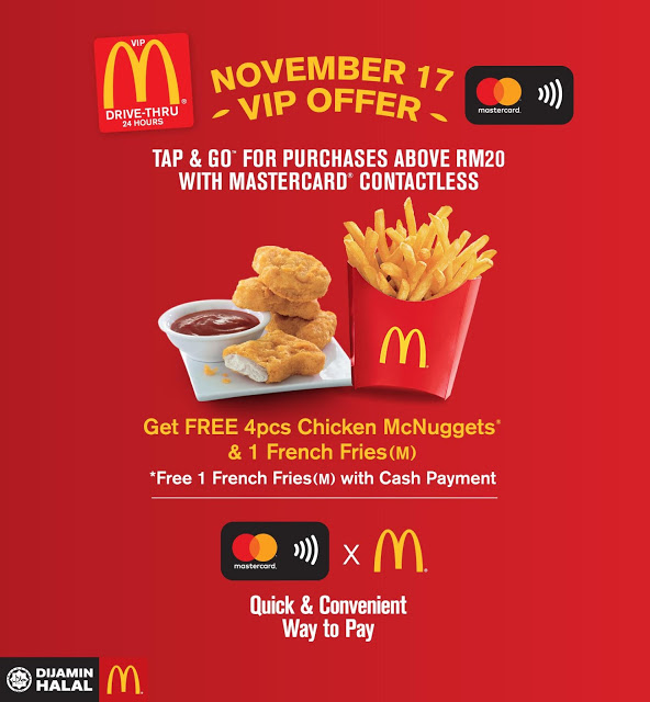 McD Drive Thru VIP Mastercard Tap & Go FREE Chicken Nuggets & French Fries Promo