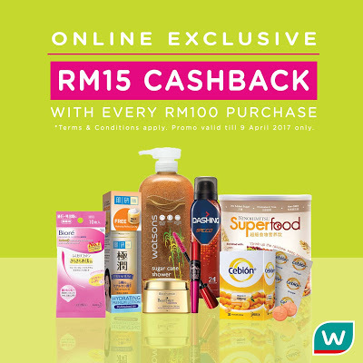Watsons Malaysia Online Store Cashback Discount Promo