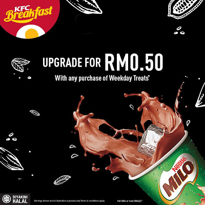 KFC Breakfast Weekday Treats RM0.50 Milo