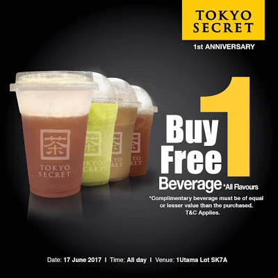 Tokyo Secret Buy 1 Free 1 Beverage Promo