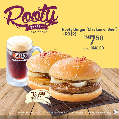 A&W Malaysia Rooty Burger Discount Promo