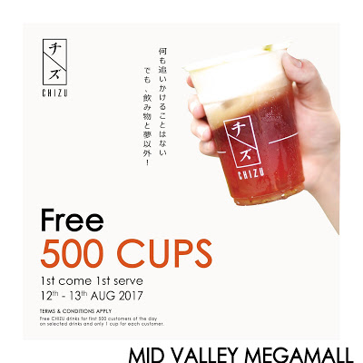 Free Chizu Drink Mid Valley Opening Offer Promo