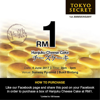 Tokyo Secret Hanjuku Cheese Cake RM1 FB Promo