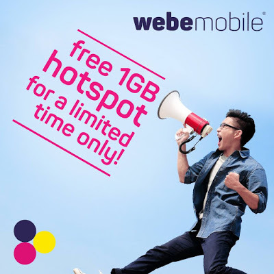 webe mobile free 1GB hotspot data tethering