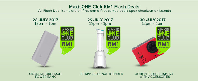 Lazada Malaysia Maxis ONE Club RM1 Flash Sale Deals