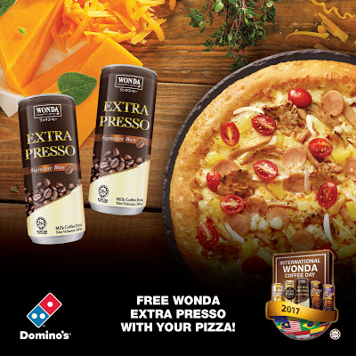 Domino's 2 Pizza Deals with Extra Cheese Free WONDA Coffee