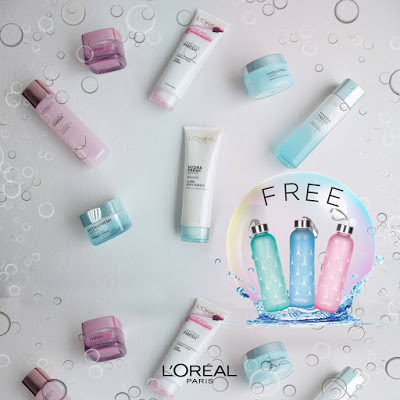 Free Loreal Paris glass water bottle HydraFresh Products Promo