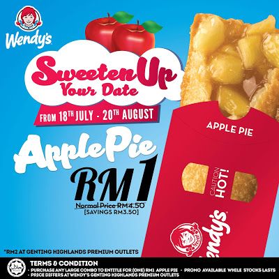 Wendy's Malaysia Apple Pie RM1 Discount Offer Promo