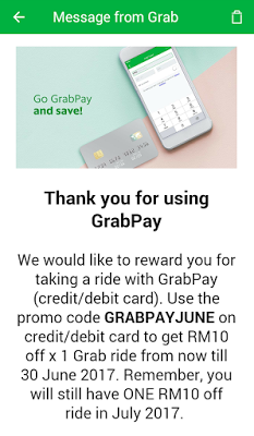 Grab Promo Code Malaysia GrabPay June 2017