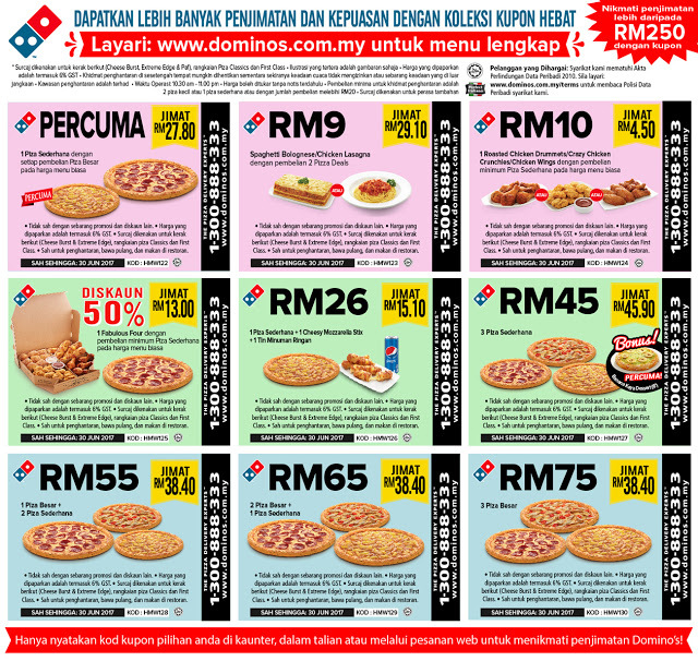 Harian Metro Malaysia Domino's Pizza eCoupons Discount Promo