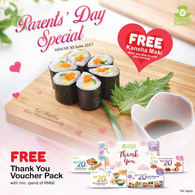 Sakae Sushi Malaysia Free Kansha Maki Thank You Voucher Pack Discount Promo