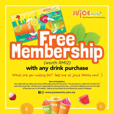 Free Juice Works Malaysia VIP Membership Promo