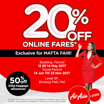 AirAsia Online Fares Discount Promo MATTA Fair Miri