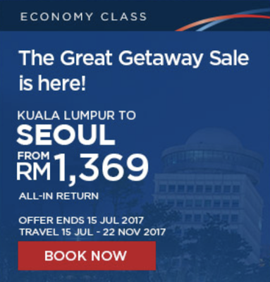 Malaysia Airlines Flight Ticket Discount Promo KL Seoul
